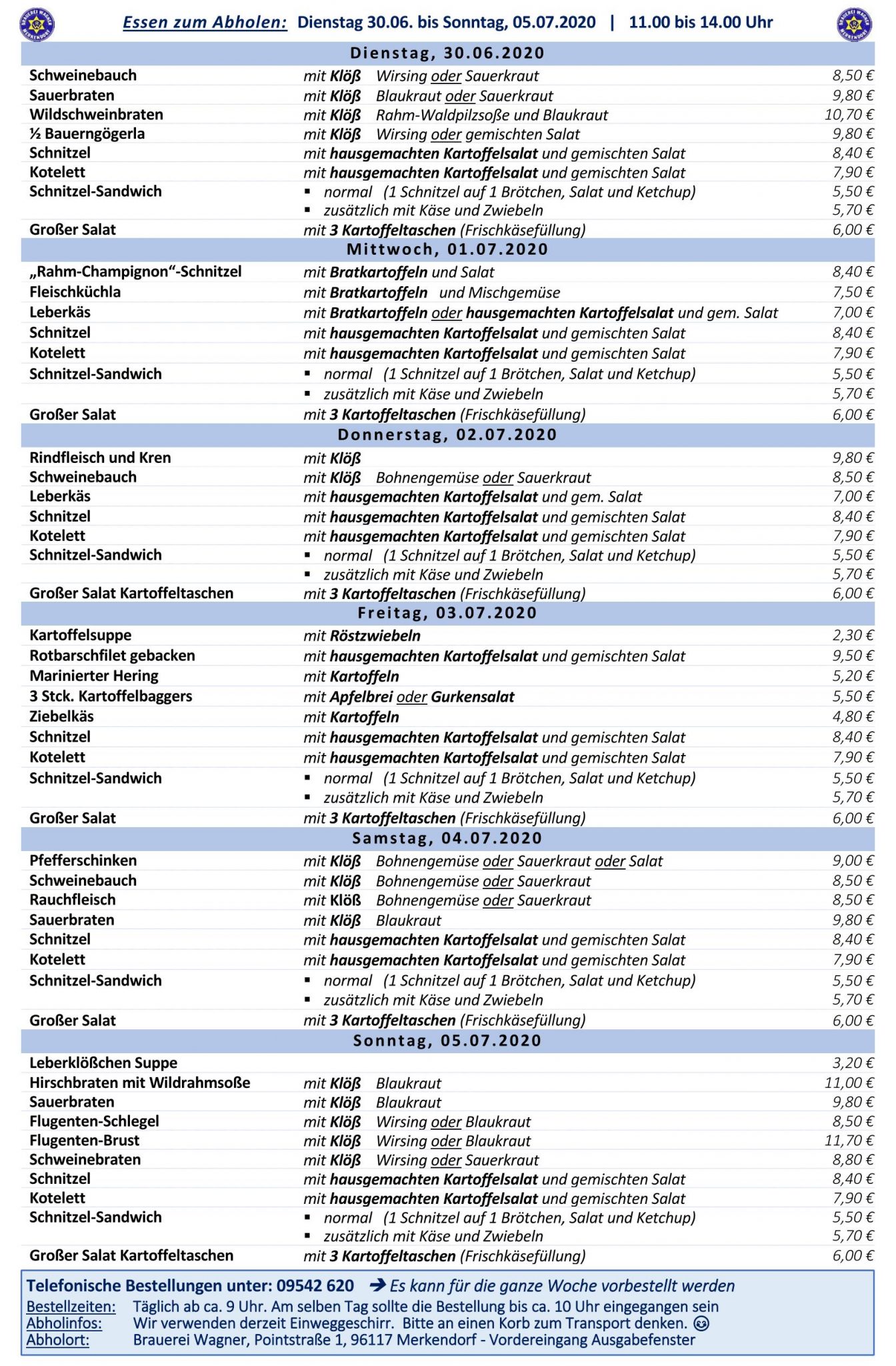 Speisekarte 3006 0507 Page 1 Brauerei Wagner Merkendorf Speisekarte 3006 0507 Page 1 Brauerei Wagner Merkendorf